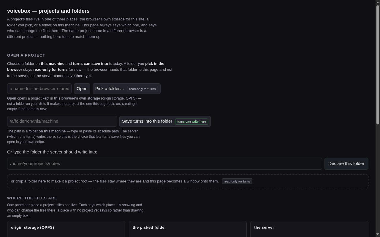 Voicebox Environment Settings — Runtime configuration and sandbox options