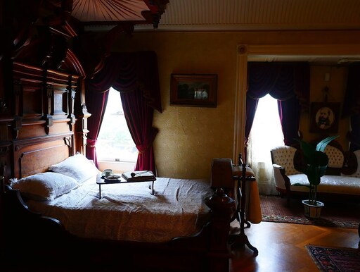 A sunlit bedroom scene